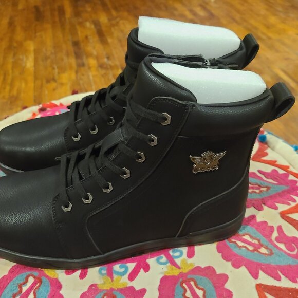 Men's high top black leather boots, Dream Apparel NEW size 12 - Picture 7 of 7